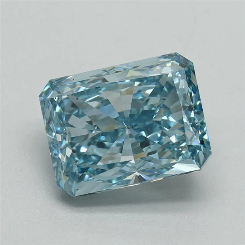 3.08ct Radiant Lab Grown Diamond (Colour Fancy Vivid Greenish Blue, Clarity VS2, IGI Certified)