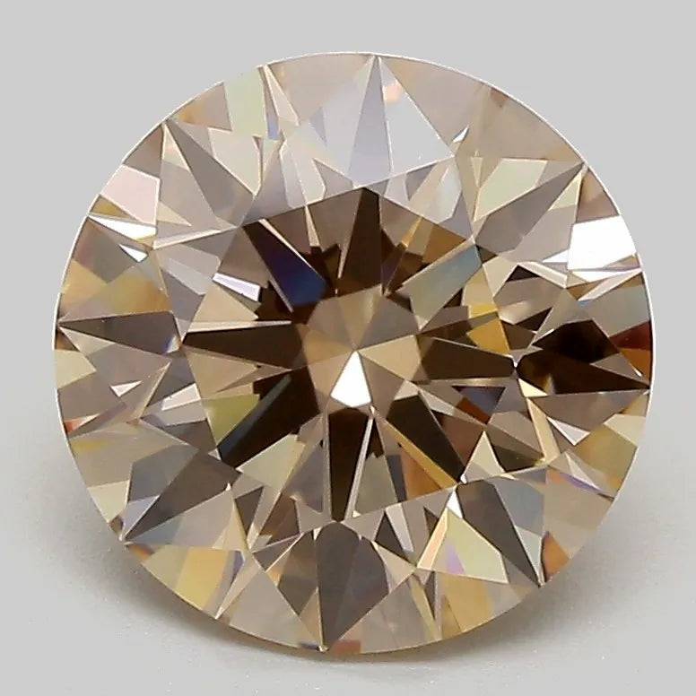3.08ct Round Lab Grown Diamond (Colour Fancy Light Brown, Clarity VVS2, Cut ID, IGI Certified)