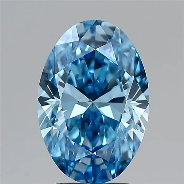 3.09ct Oval Lab Grown Diamond (Colour Fancy Vivid Blue, Clarity VVS2, IGI Certified)