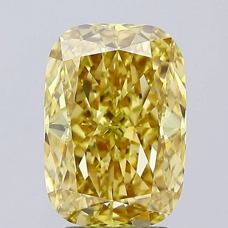 3.10ct Cushion modified Lab Grown Diamond (Colour Fancy Intense Yellow, Clarity VVS2, IGI Certified)