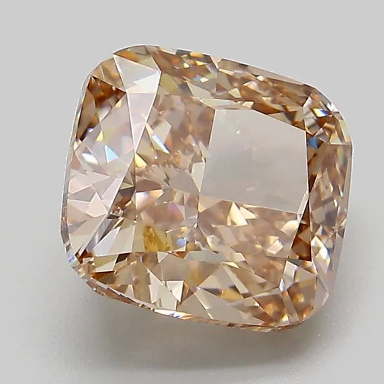 3.10ct Cushion modified Lab Grown Diamond (Colour Fancy Light Brown, Clarity VVS2, IGI Certified)