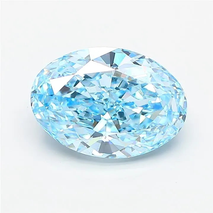 3.10ct Oval Lab Grown Diamond (Colour Fancy Vivid Blue, Clarity VVS2, IGI Certified)