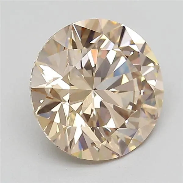 3.10ct Round Lab Grown Diamond (Colour Fancy Light Brown, Clarity VS1, Cut ID, IGI Certified)