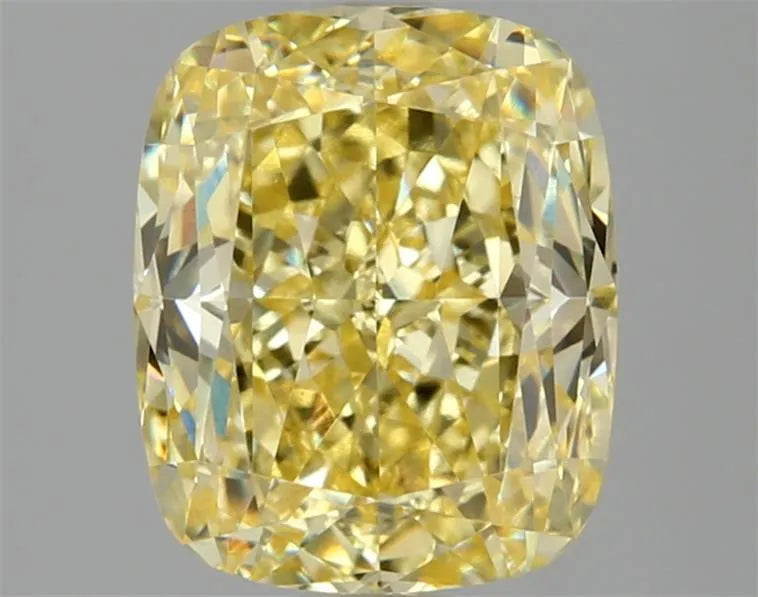 3.11ct Cushion modified Lab Grown Diamond (Colour Fancy Vivid Yellow, Clarity VS1, IGI Certified)