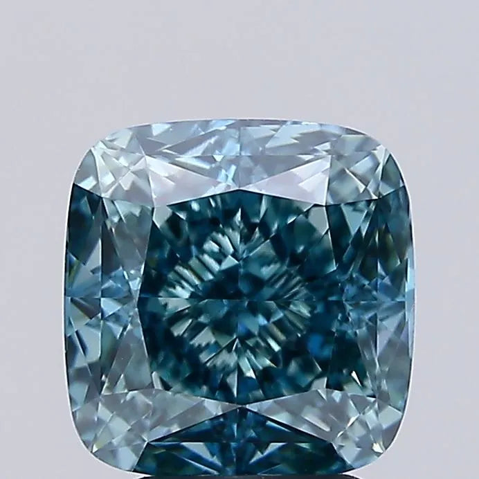 3.12ct Cushion modified Lab Grown Diamond (Colour Fancy Vivid Green Blue, Clarity VVS2, IGI Certified)