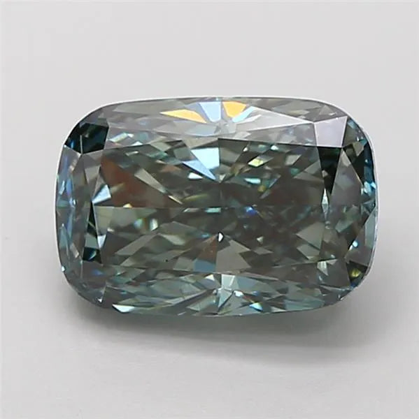 3.13ct Cushion modified Lab Grown Diamond (Colour Fancy Deep Green, Clarity VS2, IGI Certified)