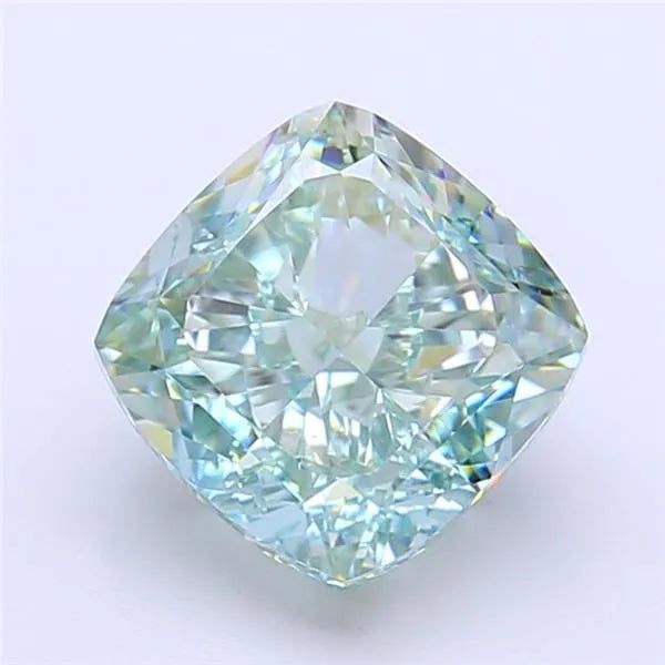 3.13ct Cushion modified Lab Grown Diamond (Colour Fancy Vivid Green, Clarity VVS2, IGI Certified)
