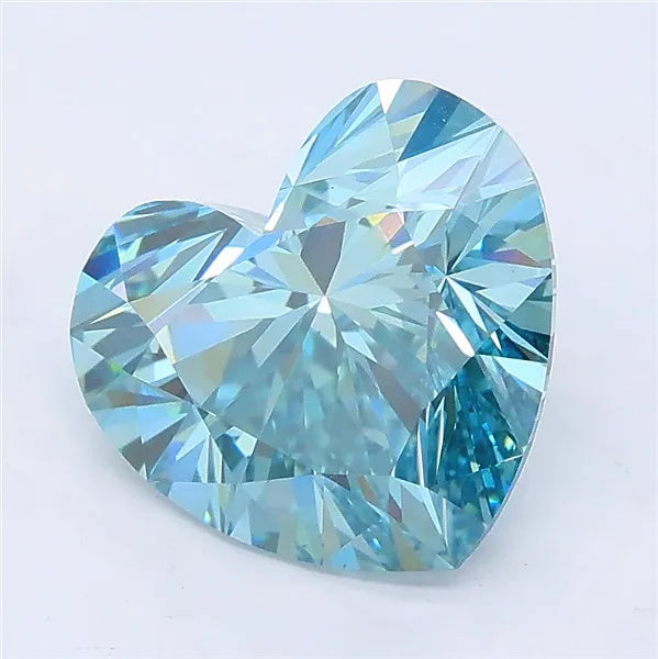 3.14ct Heart Lab Grown Diamond (Colour Fancy Vivid Green Blue, Clarity VS1, IGI Certified)