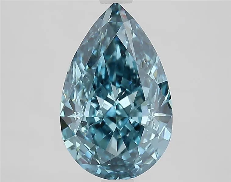 3.16ct Pear Lab Grown Diamond (Colour Fancy Vivid Blue, Clarity VVS2, IGI Certified)