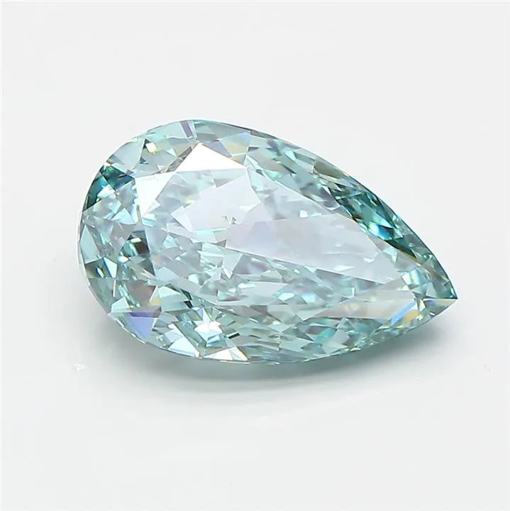 3.16ct Pear Lab Grown Diamond (Colour Fancy Vivid Green Blue, Clarity VVS2, IGI Certified)