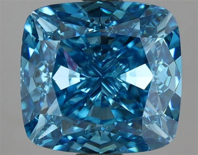 3.23ct Cushion modified Lab Grown Diamond (Colour Fancy Vivid Blue, Clarity VS2, IGI Certified)