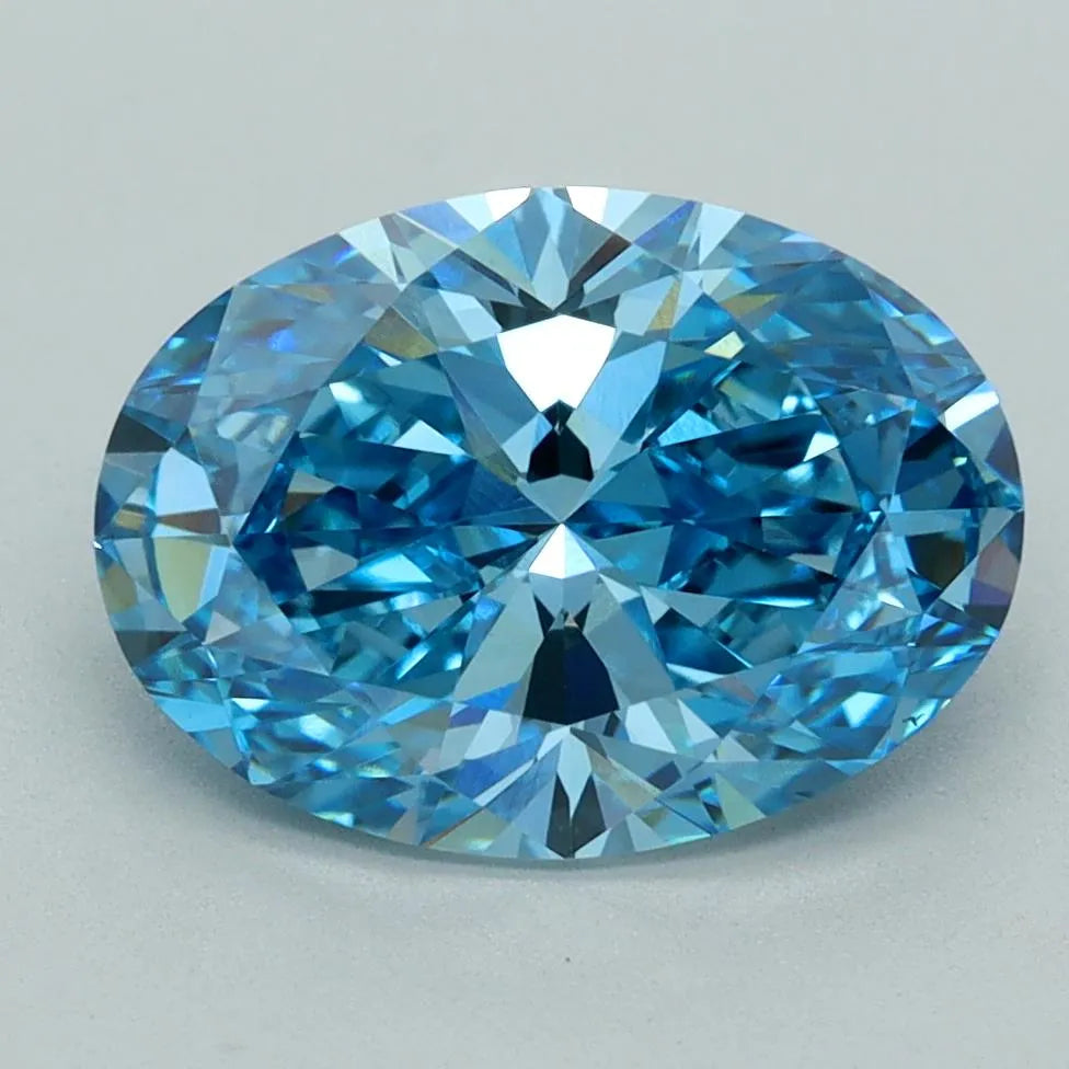 3.24ct Oval Lab Grown Diamond (Colour Fancy Vivid Blue, Clarity VVS2, IGI Certified)