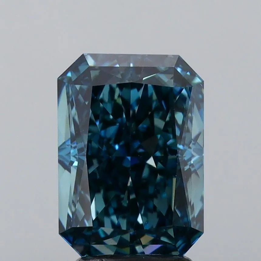 3.25ct Radiant Lab Grown Diamond (Colour Fancy Deep Greenish Blue, Clarity VS1, IGI Certified)