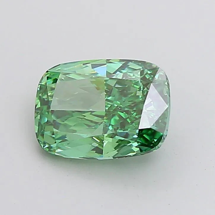 3.28ct Cushion modified Lab Grown Diamond (Colour Fancy Vivid Green, Clarity VS1, IGI Certified)