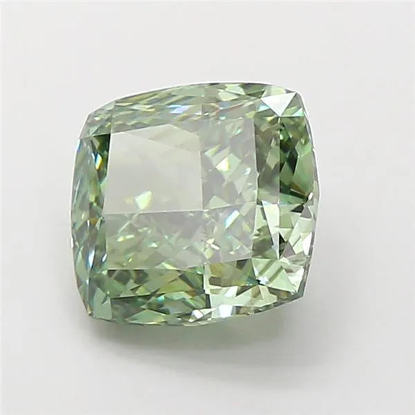 3.28ct Cushion modified Lab Grown Diamond (Colour Fancy Vivid Green, Clarity VVS2, IGI Certified)