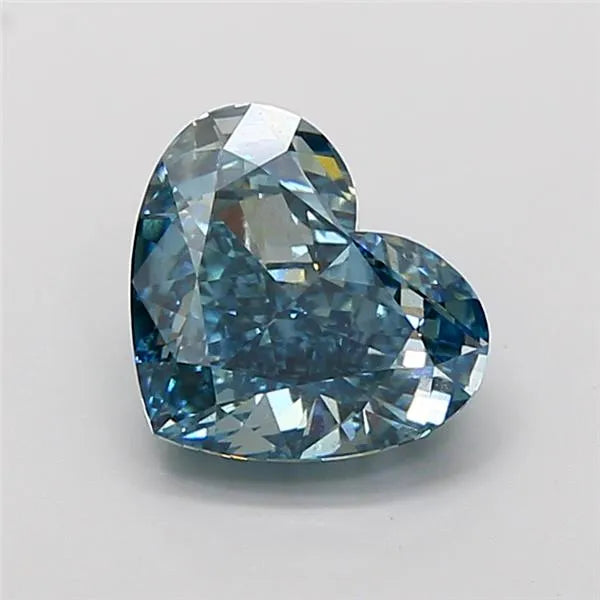 3.34ct Heart Lab Grown Diamond (Colour Fancy Vivid Greenish Blue, Clarity VS2, IGI Certified)