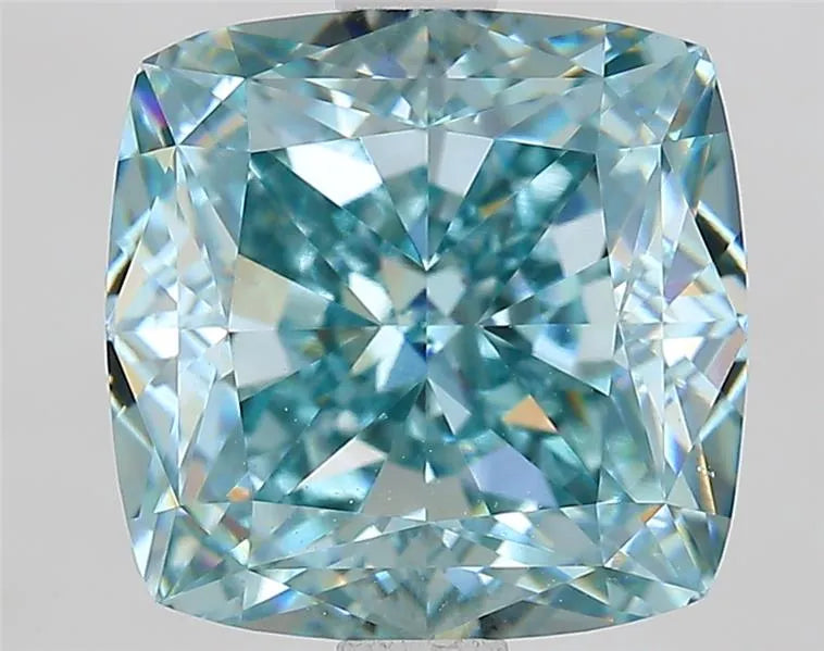 3.35ct Cushion modified Lab Grown Diamond (Colour Fancy Intense Blueish Green, Clarity VVS2, IGI Certified)