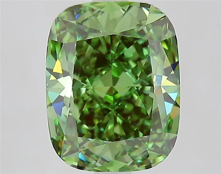 3.41ct Cushion modified Lab Grown Diamond (Colour Fancy Vivid Green, Clarity VS1, IGI Certified)