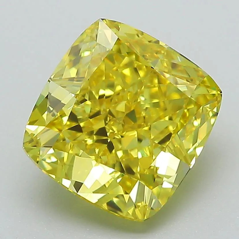 3.41ct Cushion modified Lab Grown Diamond (Colour Fancy Yellow, Clarity VVS2, Cut GD, IGI Certified)