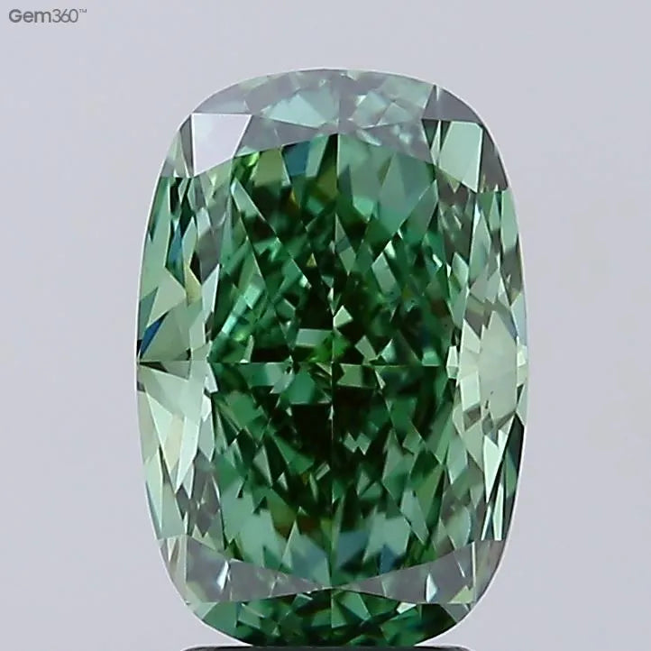 3.50ct Cushion modified Lab Grown Diamond (Colour Fancy Vivid Green, Clarity VVS2, IGI Certified)