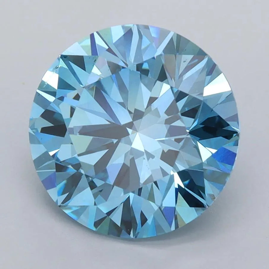 3.51ct Round Lab Grown Diamond (Colour Fancy Vivid Blue, Clarity VVS2, Cut ID, IGI Certified)