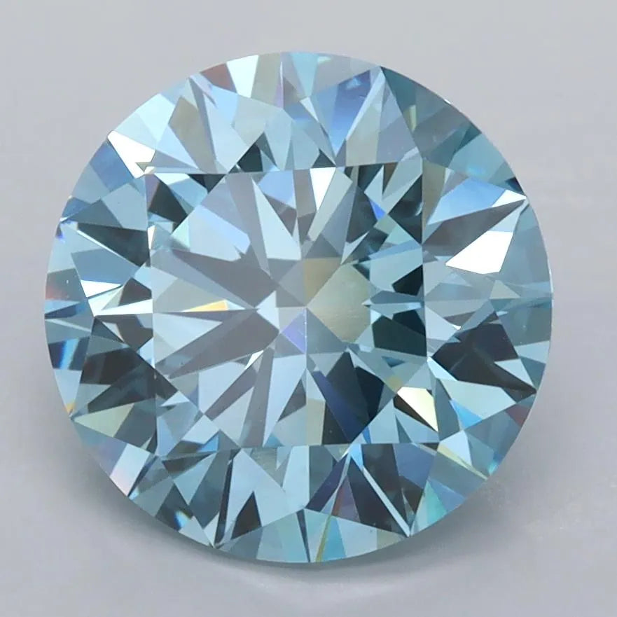 3.56ct Round Lab Grown Diamond (Colour Fancy Vivid Blue, Clarity VVS2, Cut ID, IGI Certified)