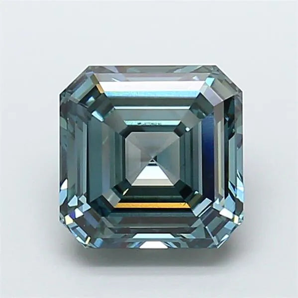 3.66ct Asscher Lab Grown Diamond (Colour Fancy Vivid Greenish Blue, Clarity VS1, IGI Certified)