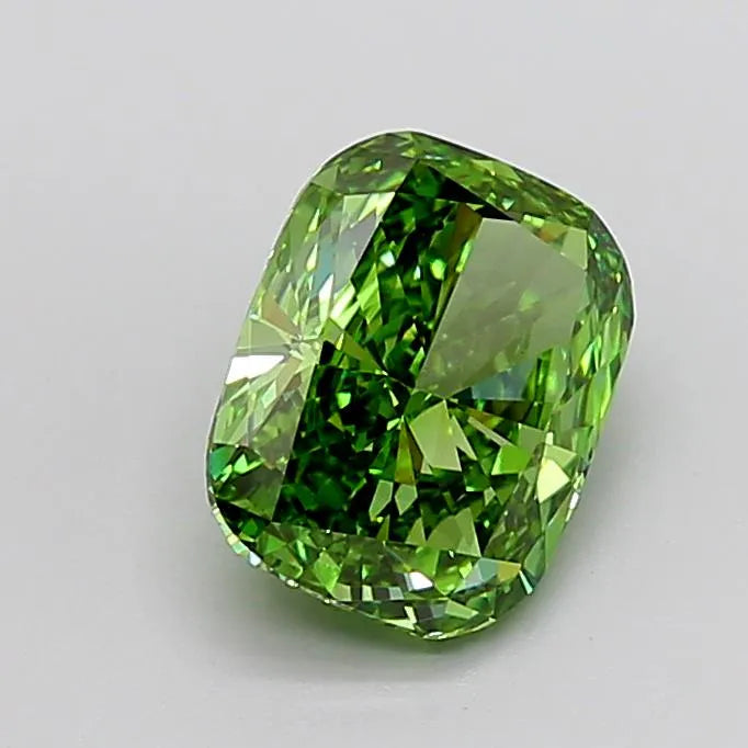 3.68ct Cushion modified Lab Grown Diamond (Colour Fancy Vivid Green, Clarity VS1, IGI Certified)