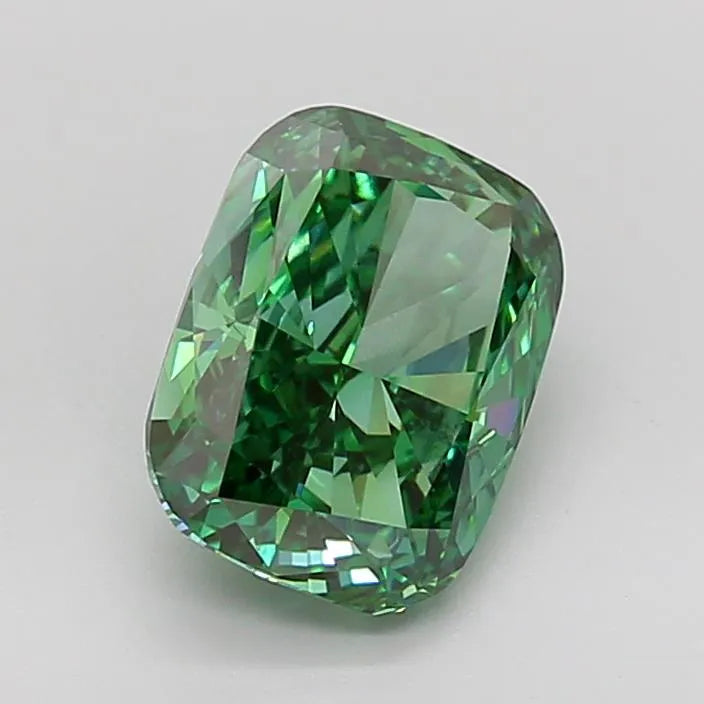 3.70ct Cushion modified Lab Grown Diamond (Colour Fancy Vivid Green, Clarity VVS2, IGI Certified)