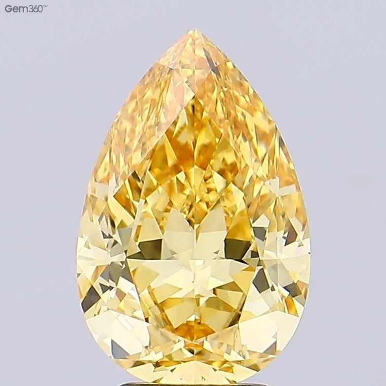 3.71ct Pear Lab Grown Diamond (Colour Fancy Vivid Brownish Yellow, Clarity VVS2, IGI Certified)