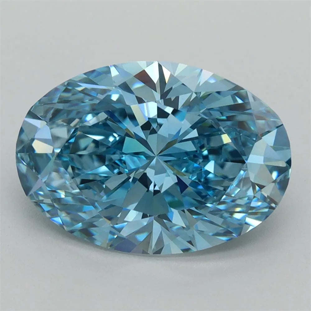 3.74ct Oval Lab Grown Diamond (Colour Fancy Vivid Blue, Clarity VVS1, IGI Certified)