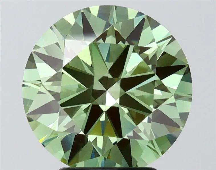 3.74ct Round Lab Grown Diamond (Colour Fancy Vivid Green, Clarity VS1, Cut ID, IGI Certified)