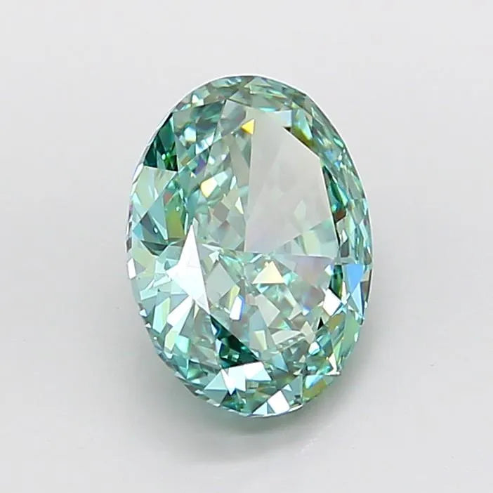 3.81ct Oval Lab Grown Diamond (Colour Fancy Vivid Blueish Green, Clarity VVS2, IGI Certified)