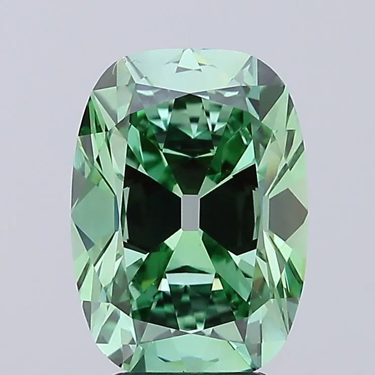 3.83ct Cushion modified Lab Grown Diamond (Colour Fancy Vivid Green, Clarity VVS2, IGI Certified)