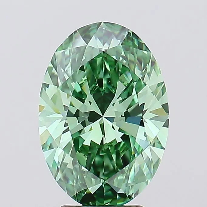 3.86ct Oval Lab Grown Diamond (Colour Fancy Vivid Green, Clarity VVS1, IGI Certified)