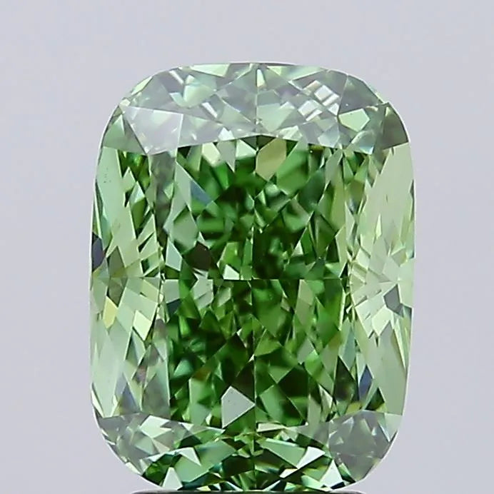 3.89ct Cushion modified Lab Grown Diamond (Colour Fancy Vivid Green, Clarity VS1, IGI Certified)