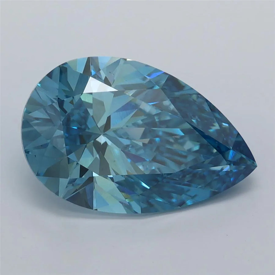3.95ct Pear Lab Grown Diamond (Colour Fancy Vivid Blue, Clarity VS1, IGI Certified)