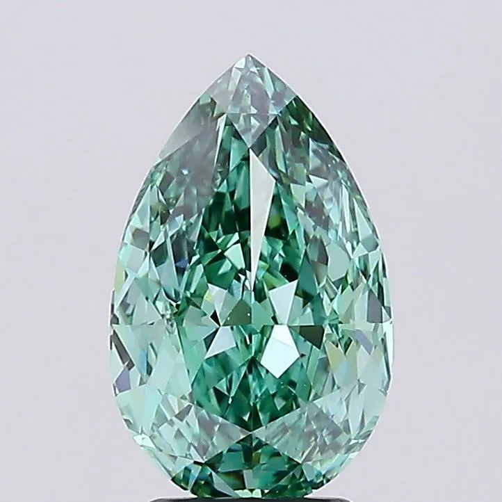 3.96ct Pear Lab Grown Diamond (Colour Fancy Vivid Green, Clarity VS1, IGI Certified)