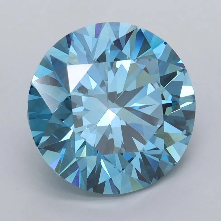 3.98ct Round Lab Grown Diamond (Colour Fancy Vivid Blue, Clarity VS1, Cut ID, IGI Certified)