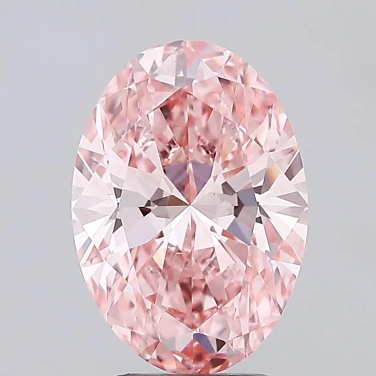 3.00ct Oval Lab Grown Diamond (Colour Fancy Vivid Pink, Clarity VVS2, IGI Certified)
