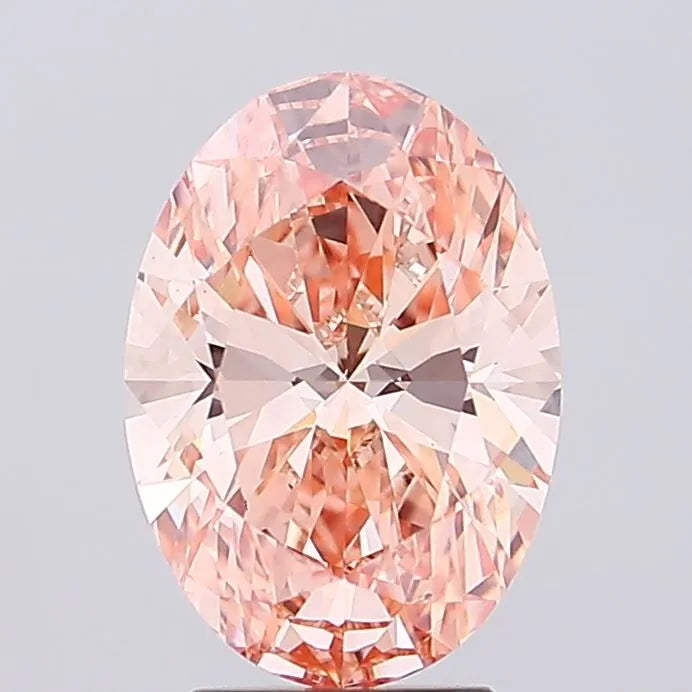 3.55ct Oval Lab Grown Diamond (Colour Fancy Vivid Orangey Pink, Clarity VVS2, IGI Certified)