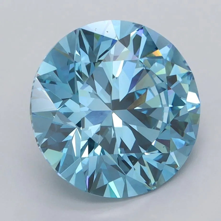 4.00ct Round Lab Grown Diamond (Colour Fancy Vivid Blue, Clarity VS1, Cut ID, IGI Certified)