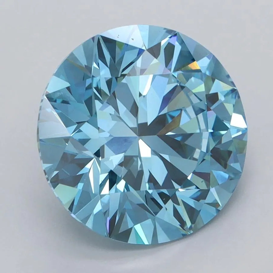 4.00ct Round Lab Grown Diamond (Colour Fancy Vivid Blue, Clarity VS1, Cut ID, IGI Certified)