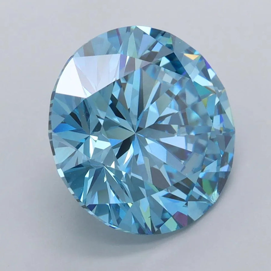 4.00ct Round Lab Grown Diamond (Colour Fancy Vivid Blue, Clarity VVS2, Cut EX, IGI Certified)