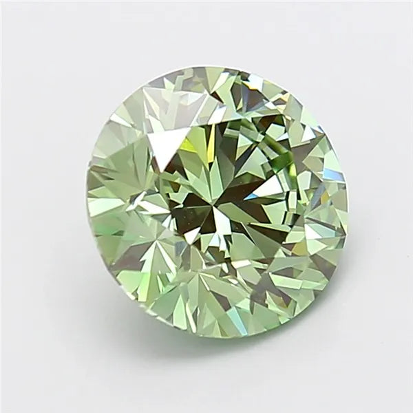 4.00ct Round Lab Grown Diamond (Colour Fancy Vivid Green, Clarity VVS2, Cut EX, IGI Certified)