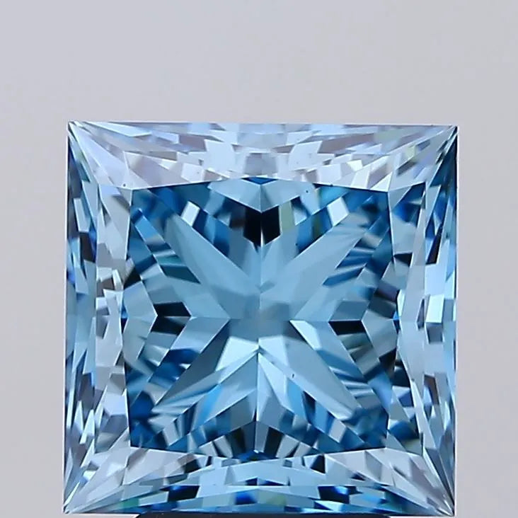 4.01ct Princess Lab Grown Diamond (Colour Fancy Vivid Blue, Clarity VS1, IGI Certified)