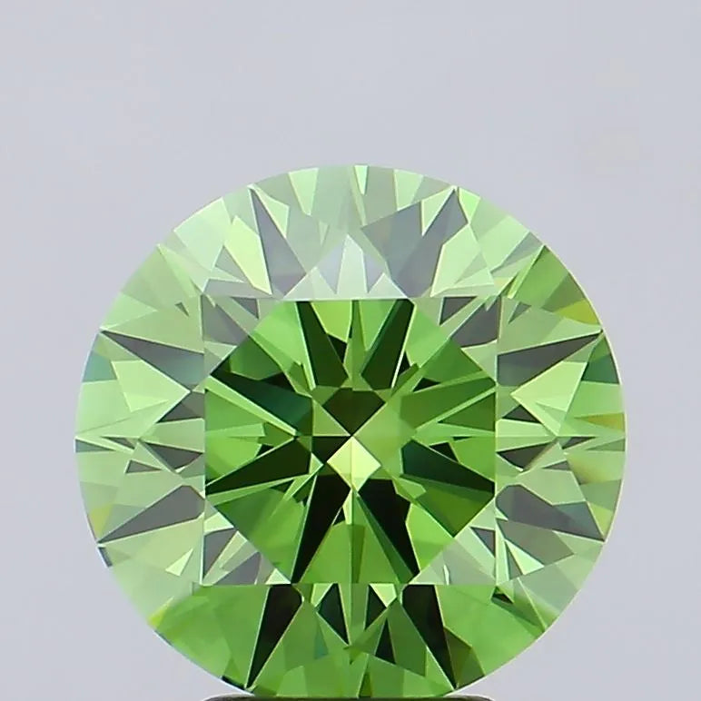 4.01ct Round Lab Grown Diamond (Colour Fancy Vivid Green, Clarity IF, Cut ID, IGI Certified)