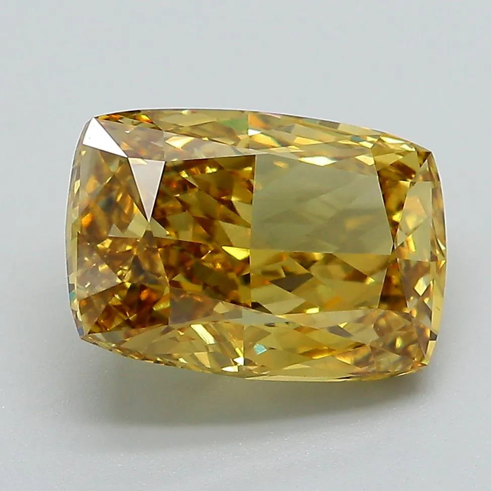 4.02ct Cushion modified Lab Grown Diamond (Colour Fancy Vivid Brownish Yellow, Clarity VS1, IGI Certified)