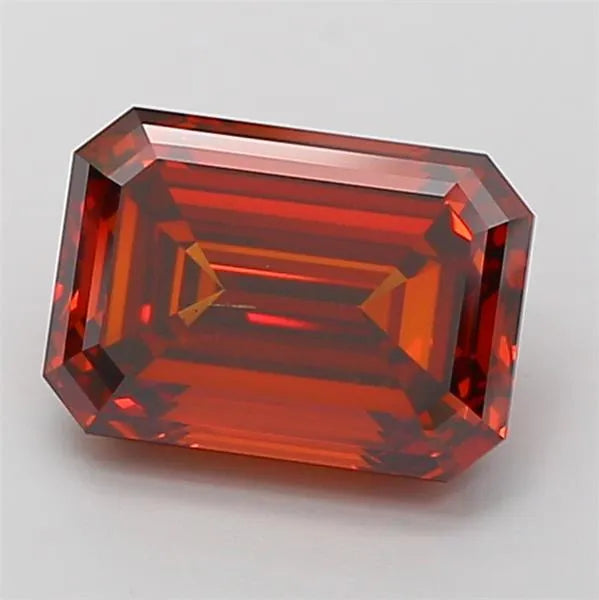 4.02ct Emerald Lab Grown Diamond (Colour Fancy Vivid Orange, Clarity VS2, IGI Certified)