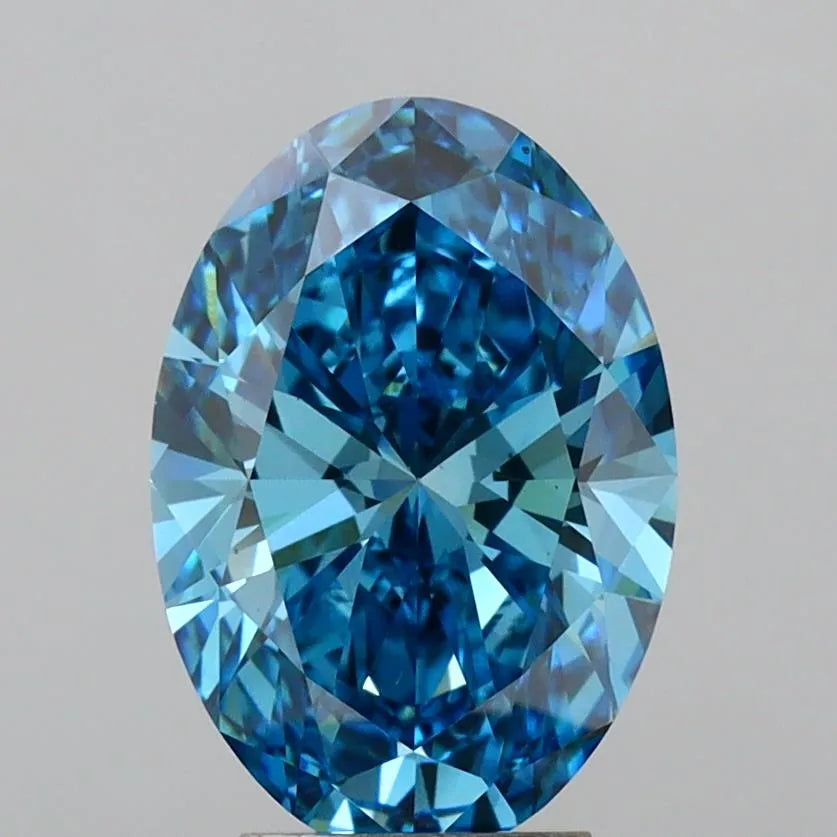 4.03ct Oval Lab Grown Diamond (Colour Fancy Vivid Blue, Clarity VS1, IGI Certified)